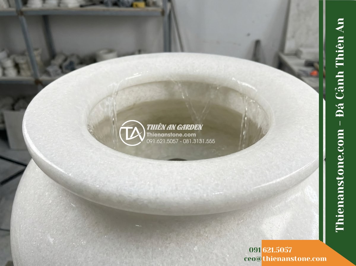 Đài Phun Lu Tròn Miệng Rộng Chảy Tràn, D50cm Cao 80cm