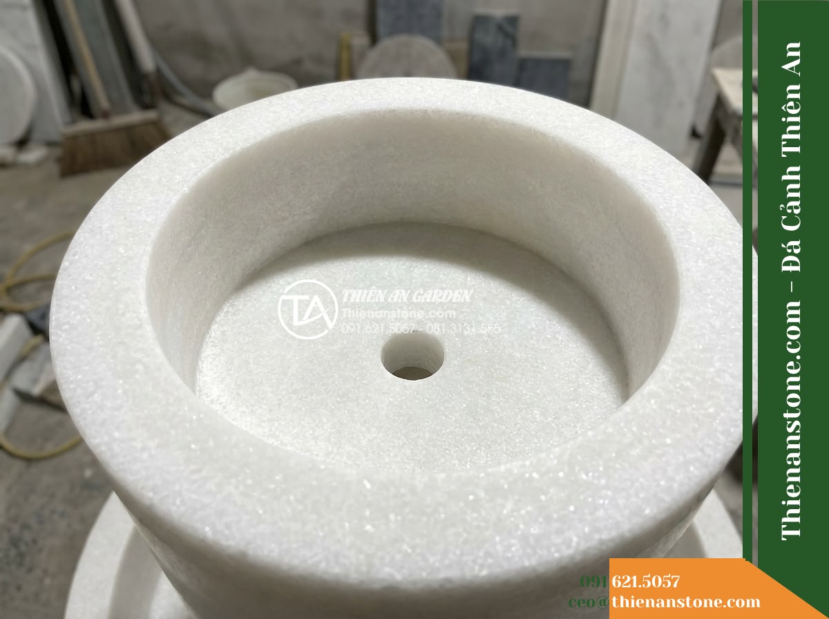 Đài Phun Lu Tròn Miệng Rộng Chảy Tràn, D50cm Cao 80cm