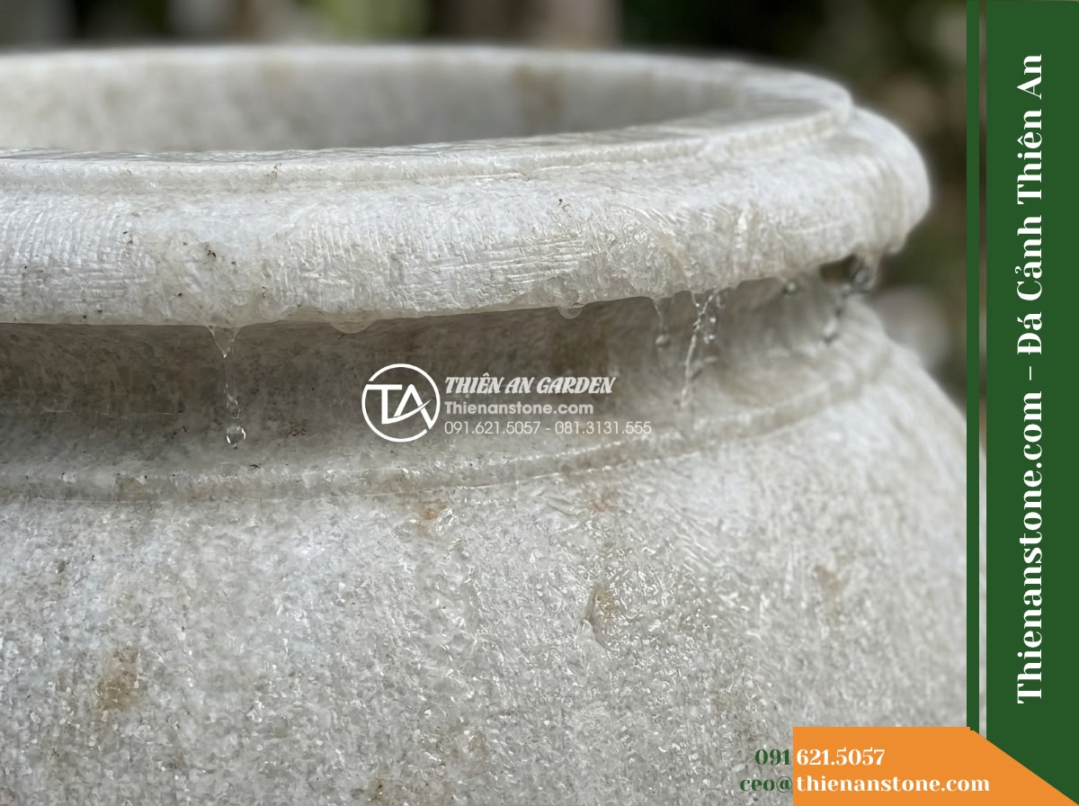 Đài Phun Lu Tròn Miệng Rộng Chảy Tràn, D50cm Cao 80cm