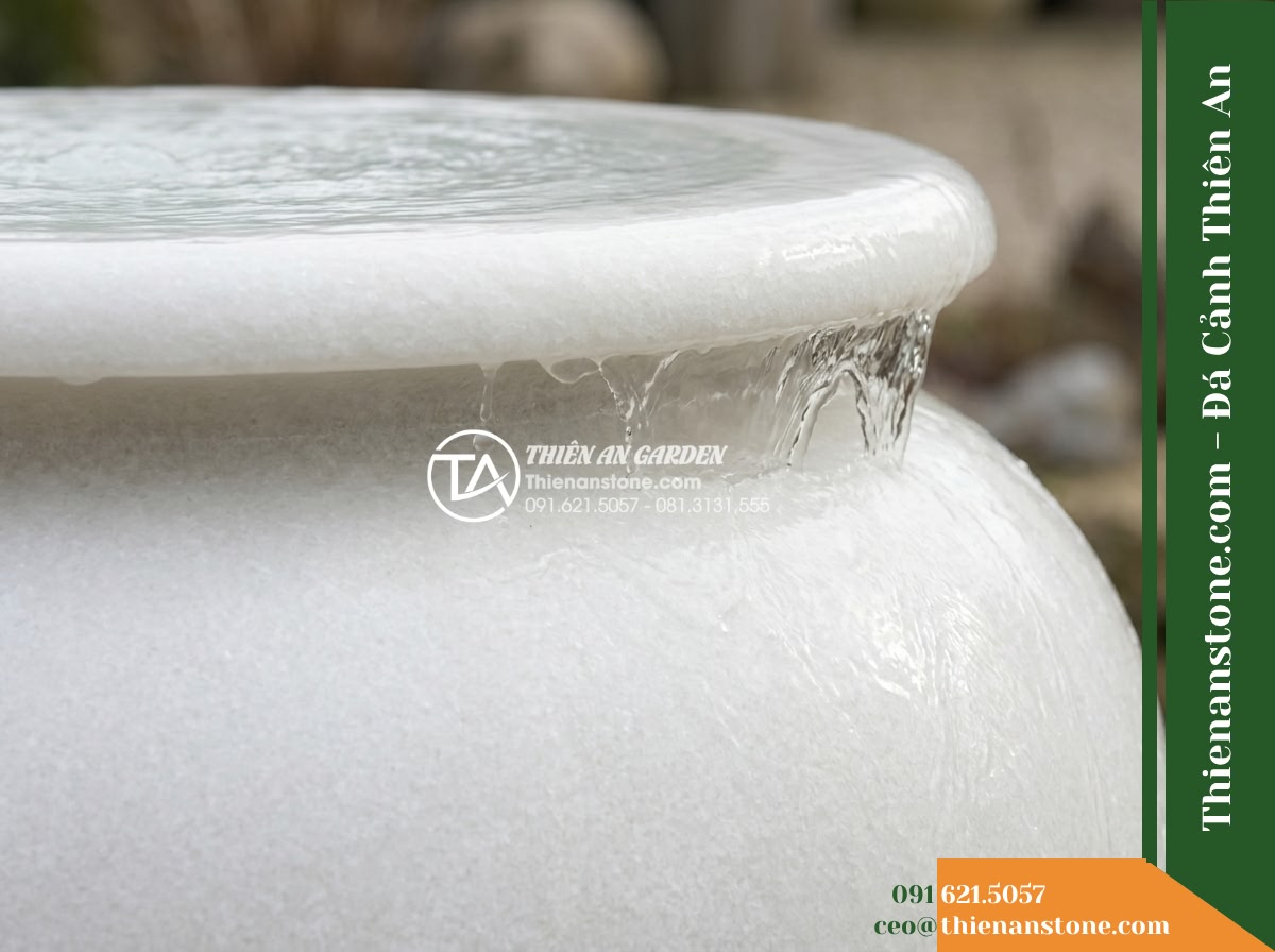 Đài Phun Lu Tròn Miệng Rộng Chảy Tràn, D50cm Cao 80cm