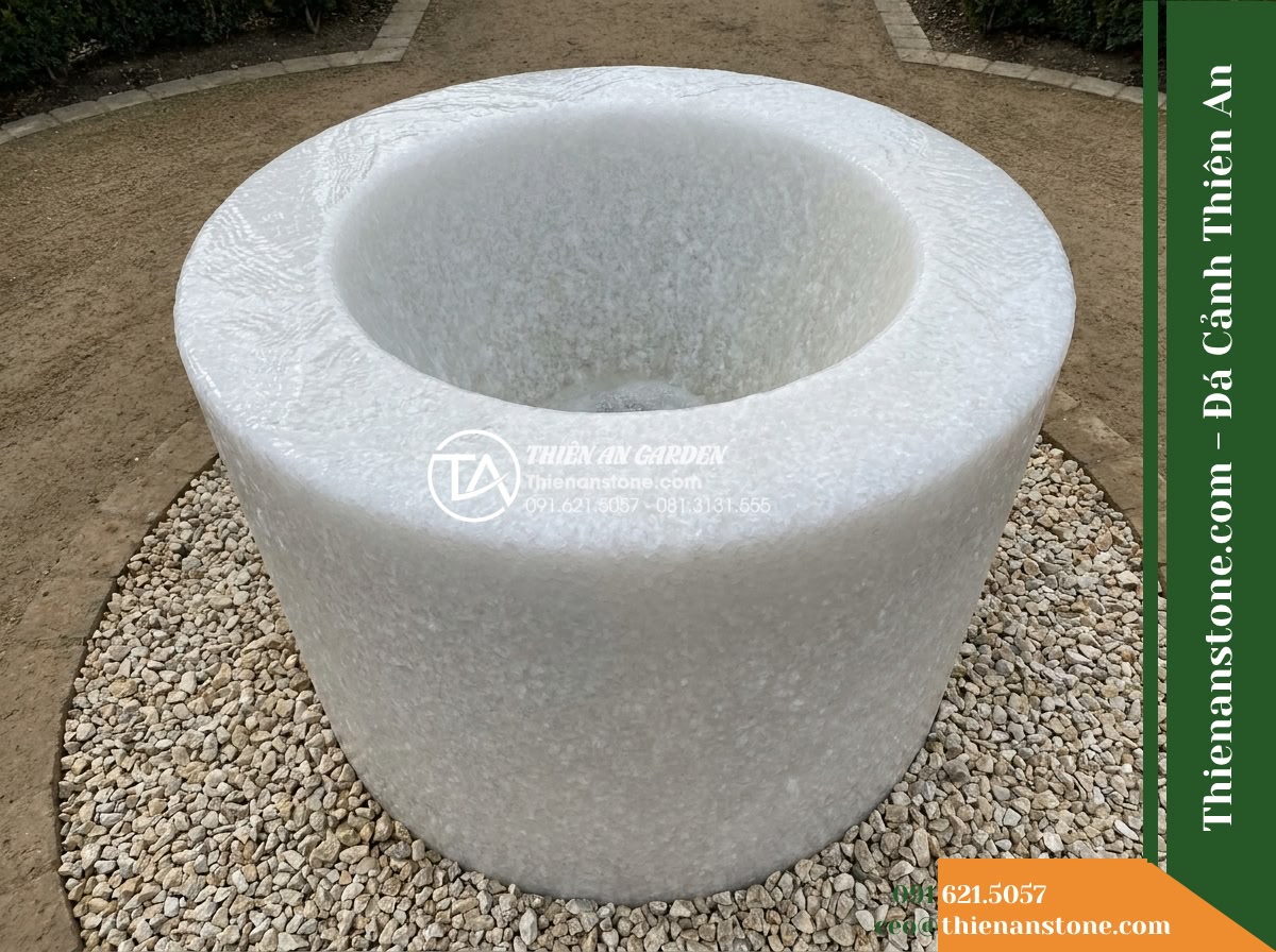 Đài Phun Lu Tròn Miệng Rộng Chảy Tràn, D50cm Cao 80cm