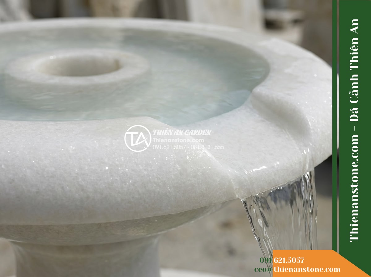 Đài Phun Lu Tròn Miệng Rộng Chảy Tràn, D50cm Cao 80cm
