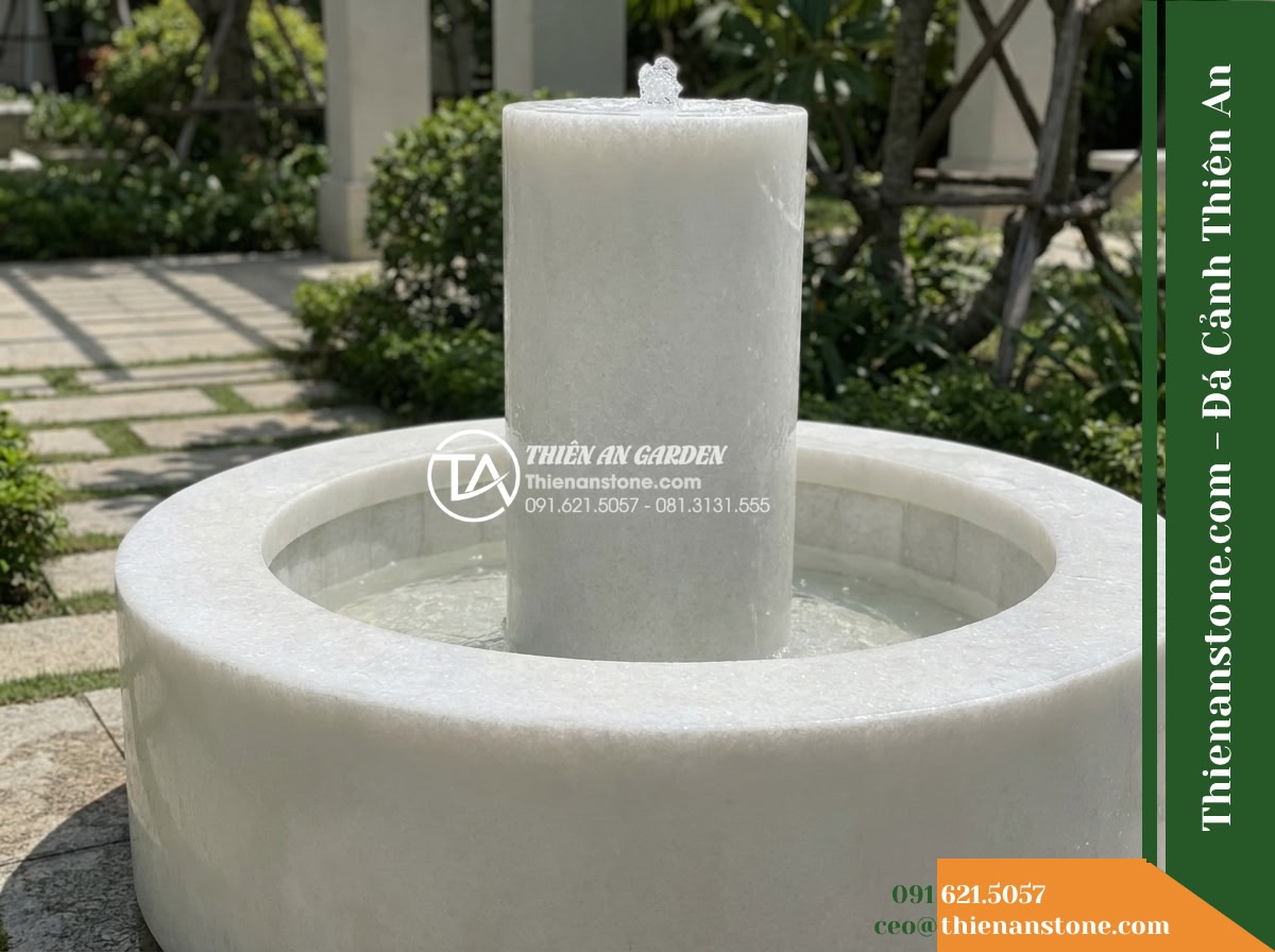 Đài Phun Trắng Sáng Cắt Doa Tinh Tế, Bát D1.2m Cao 1.7m - Hình 17 Đài Phun Trắng Sáng Cắt Doa Tinh Tế, Bát D1.2m Cao 1.7m - Detailed technical focus on the dimensional proportions of the 1.2m stone basin