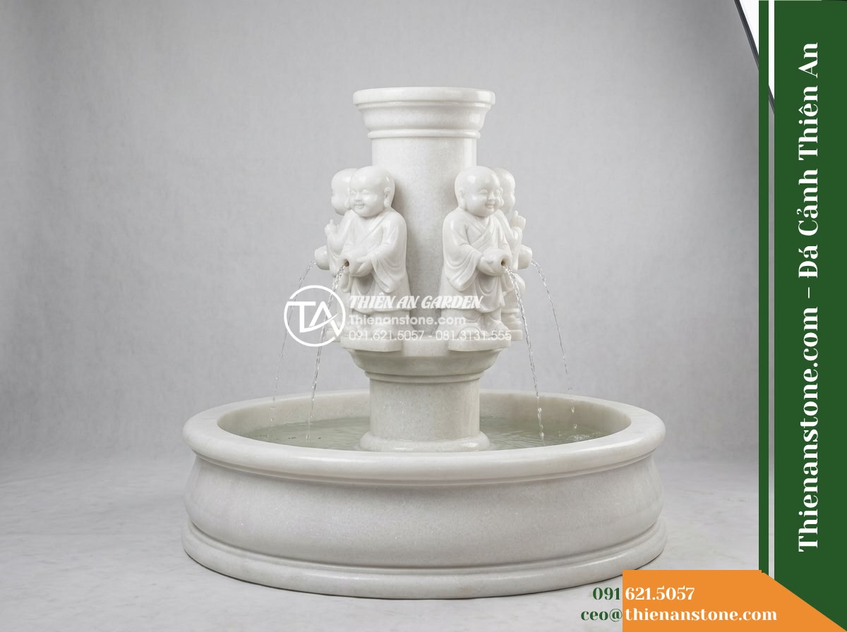 Đài Phun Tượng 4 Chú Tiểu Phun Nước, Bát D1.2m Cao 1.6m