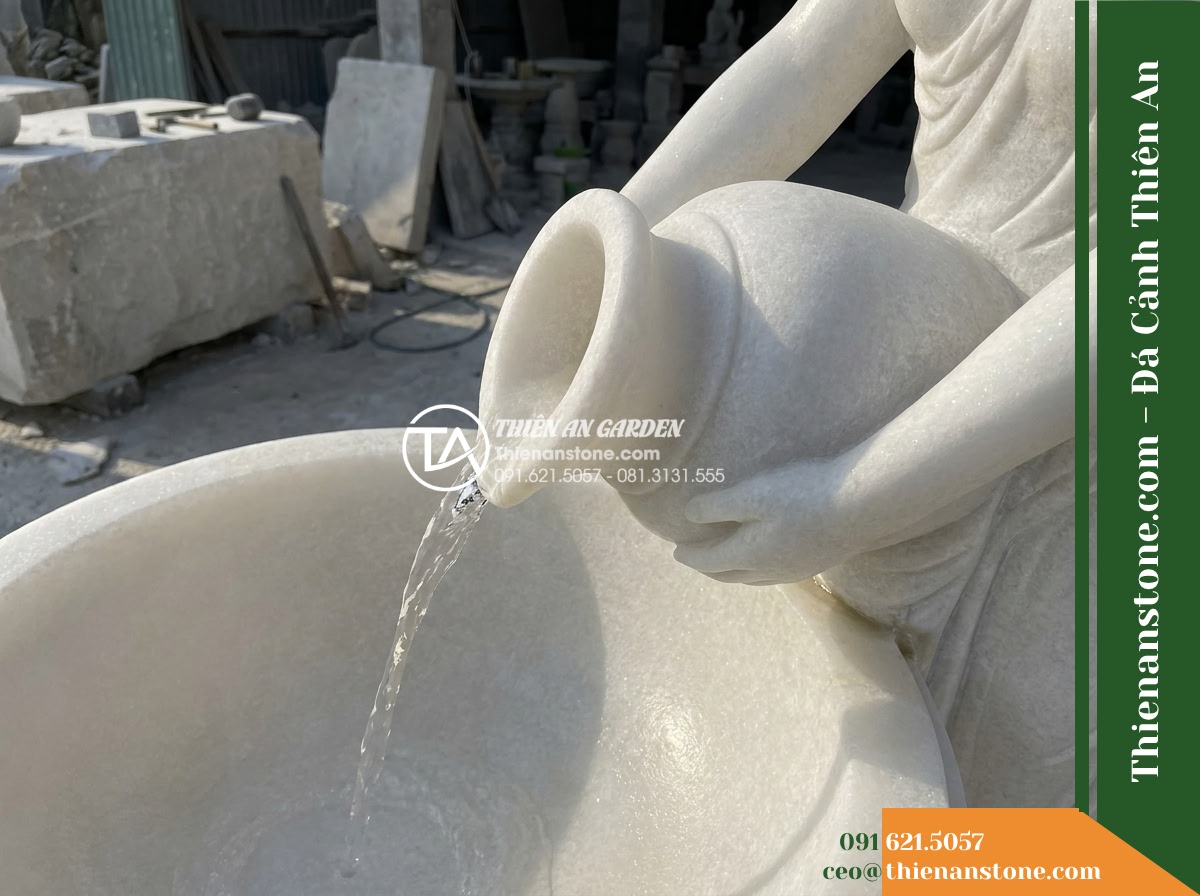 Đài Phun Tượng Nữ Thần Nghiêng Bình Nước, Bát D1.4m Cao 2m