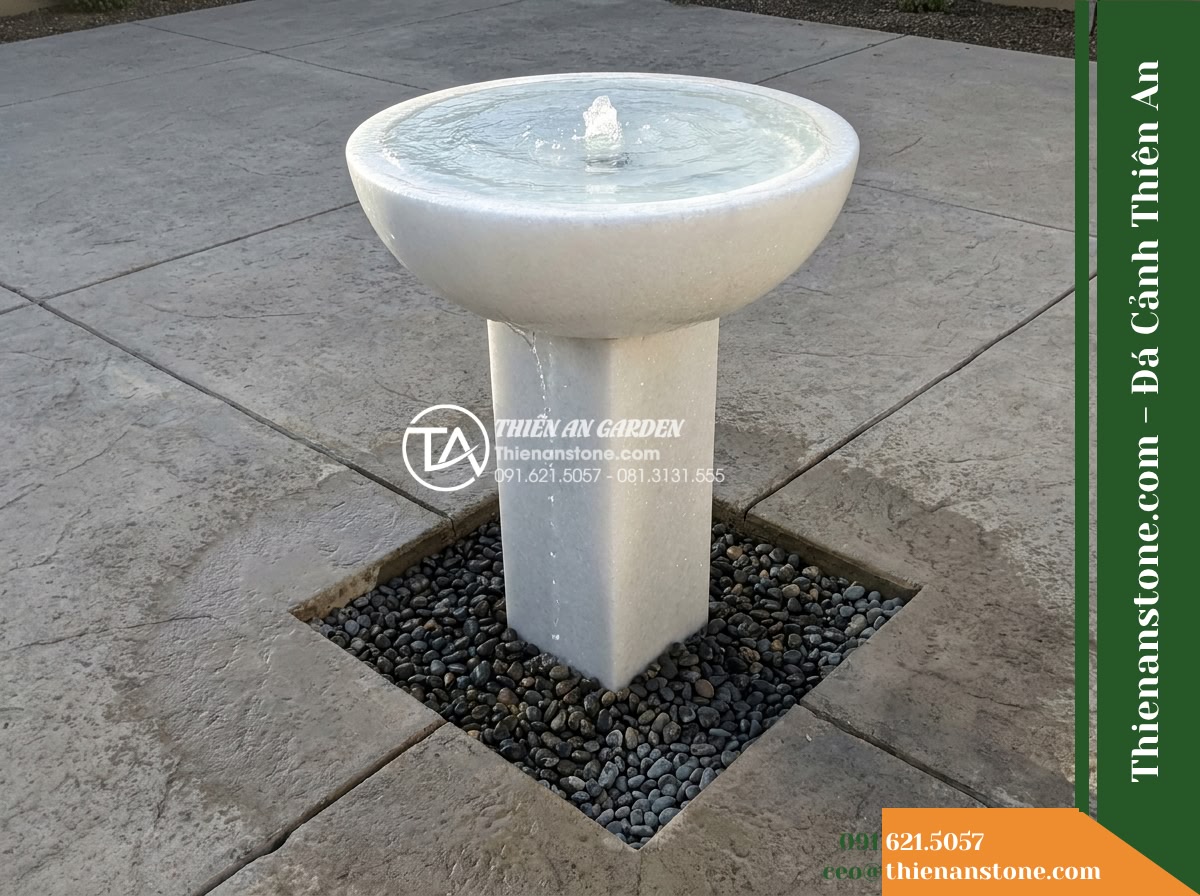 Đài Phun Xám Khói Vệt Cắt Tối Giản, Bát D1m Cao 1.3m - Hình 6 Đài Phun Xám Khói Vệt Cắt Tối Giản, Bát D1m Cao 1.3m - A slightly elevated high-angle perspective showcasing the footprint of the 1-met
