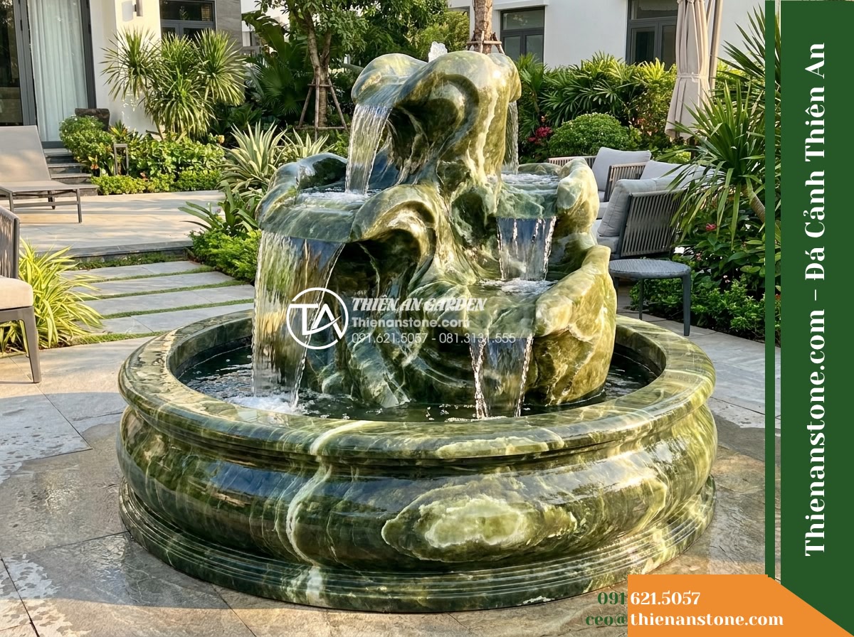 Đài Phun Xanh Dương Vân Sóng Nước, Bát D1.2m Cao 1.6m