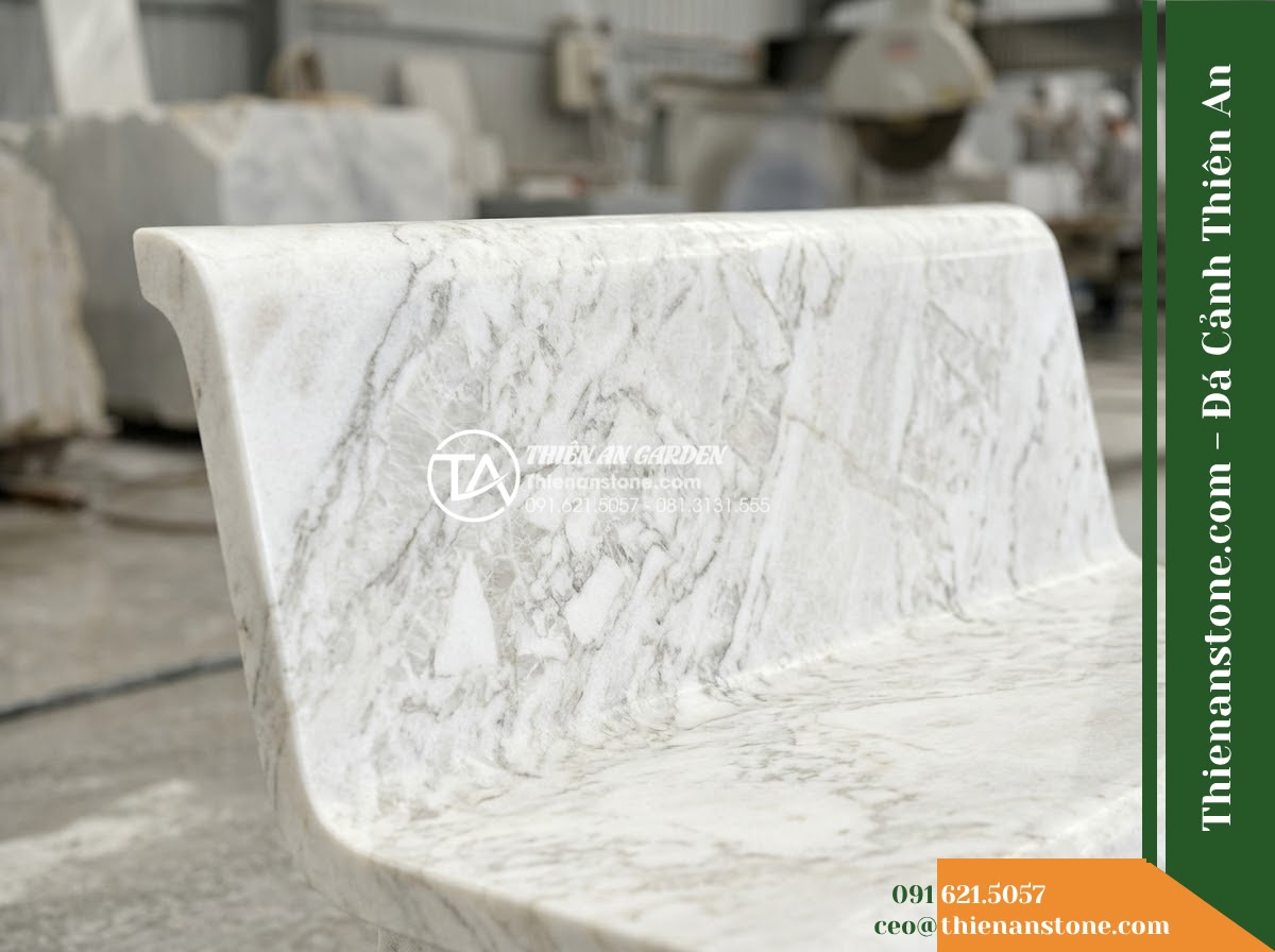 Ghế Đá Công Viên Có Tựa Cao Thiên Mặc 160x50x90cm – Đá Đen Cẩm Thạch