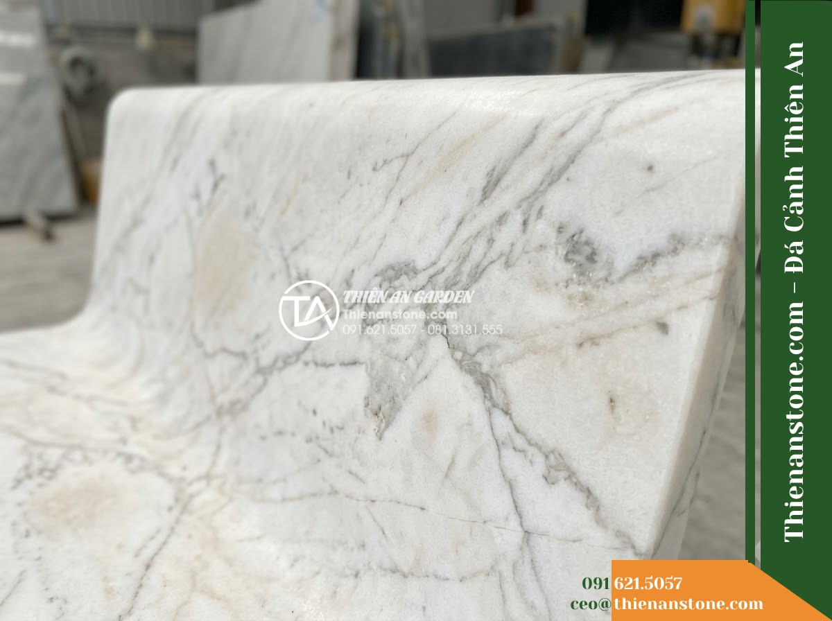 Ghế Đá Công Viên Không Tựa Băng Dài Hoàng Phúc 180x45x45cm – Đá Vàng Cẩm Thạch