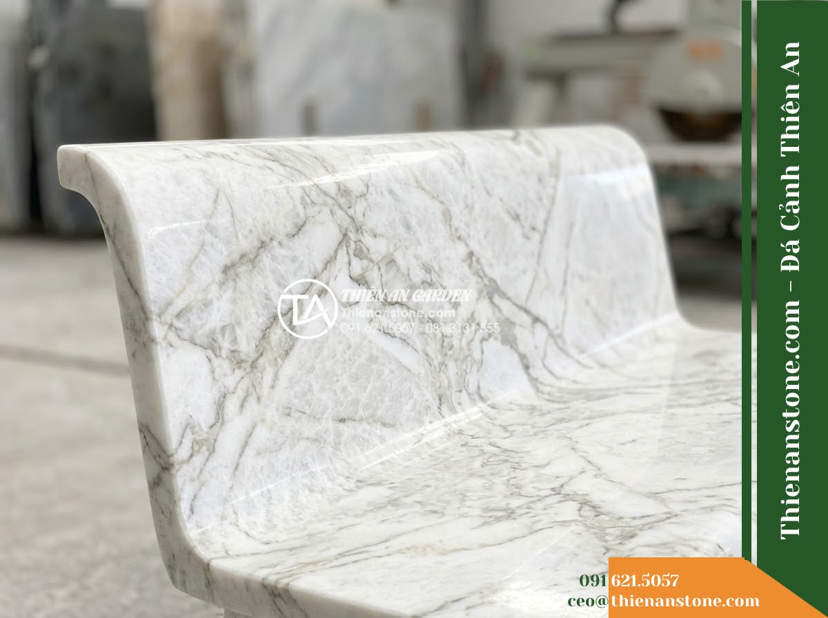 Ghế Đá Công Viên Không Tựa Băng Dài Lục Sơn 180x45x45cm – Đá Xanh Cẩm Thạch