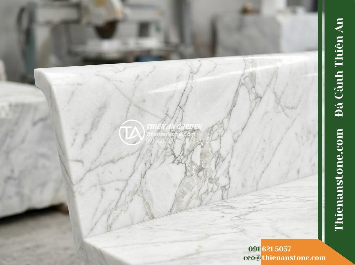 Ghế Đá Công Viên Không Tựa Băng Gọn Mặc An 120x40x45cm – Đá Đen Cẩm Thạch
