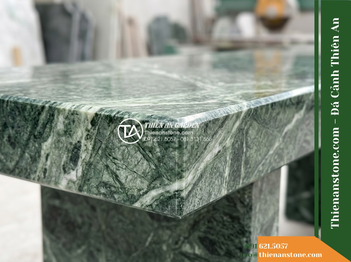Ghế Đá Công Viên Không Tựa Băng Gọn Thanh Trúc 120x40x45cm – Đá Xanh Cẩm Thạch