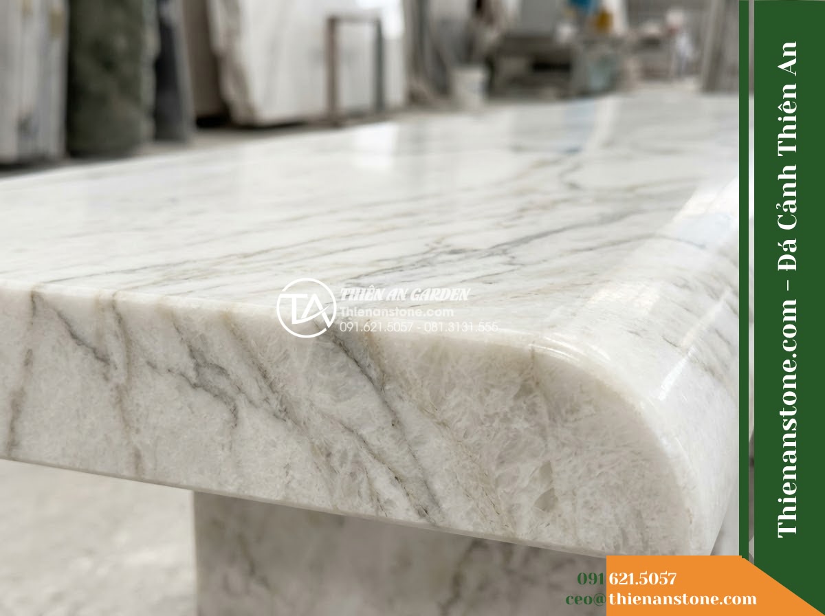 Ghế Đá Công Viên Không Tựa Bo Góc Minh Đức 150x45x45cm – Đá Đen Cẩm Thạch