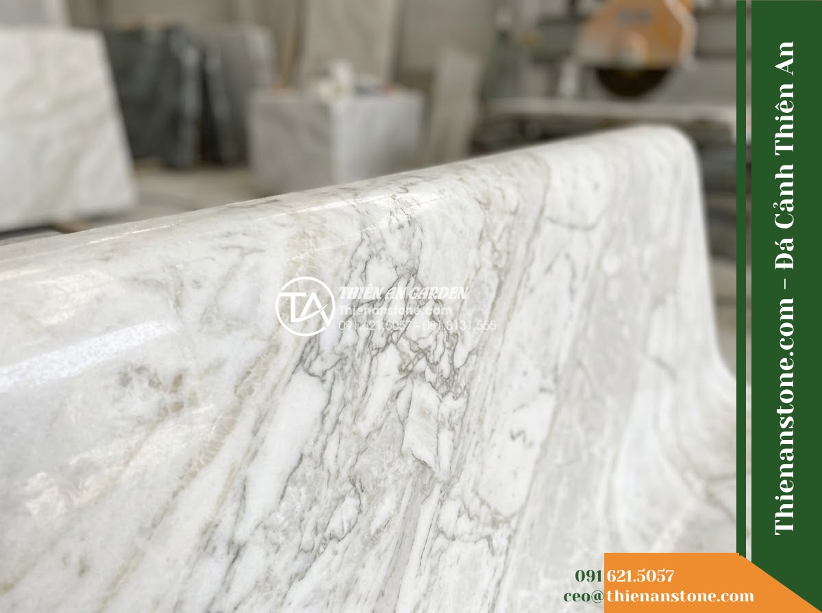 Ghế Đá Công Viên Không Tựa Bo Góc Minh Đức 150x45x45cm – Đá Đen Cẩm Thạch