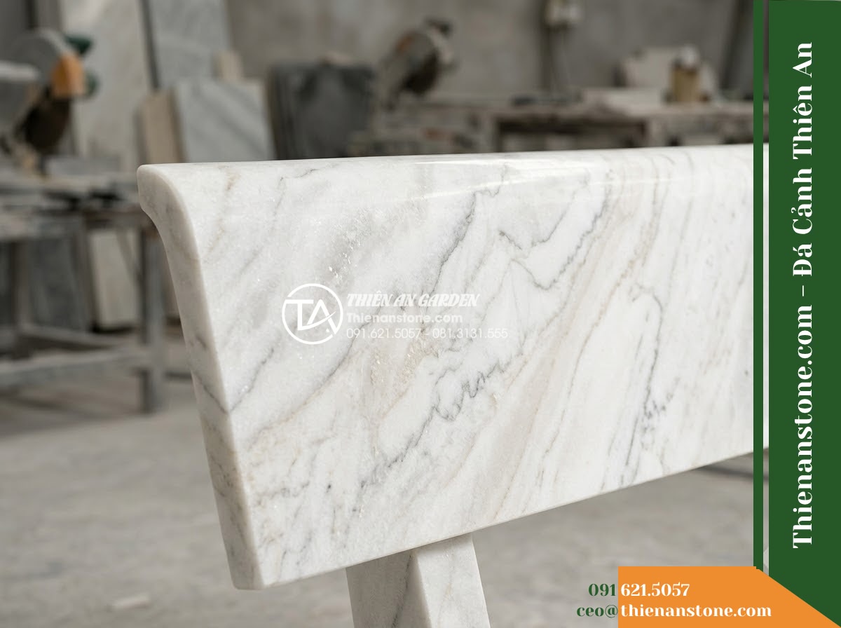 Ghế Đá Công Viên Không Tựa Bo Góc Phúc Khang 150x45x45cm – Đá Vàng Cẩm Thạch