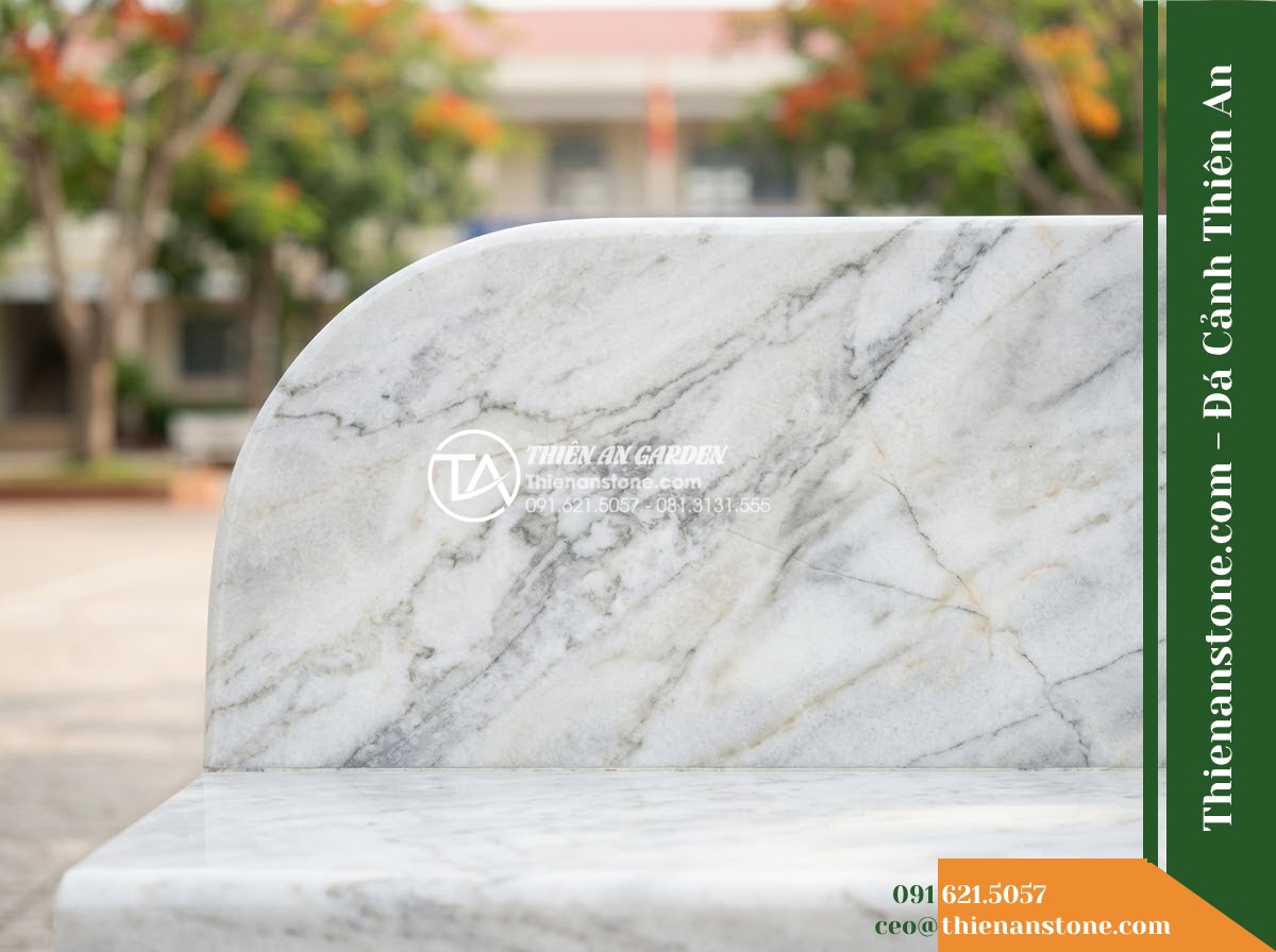 Ghế Đá Công Viên Không Tựa Bo Tròn Gia Lộc 140x45x45cm – Đá Vàng Cẩm Thạch