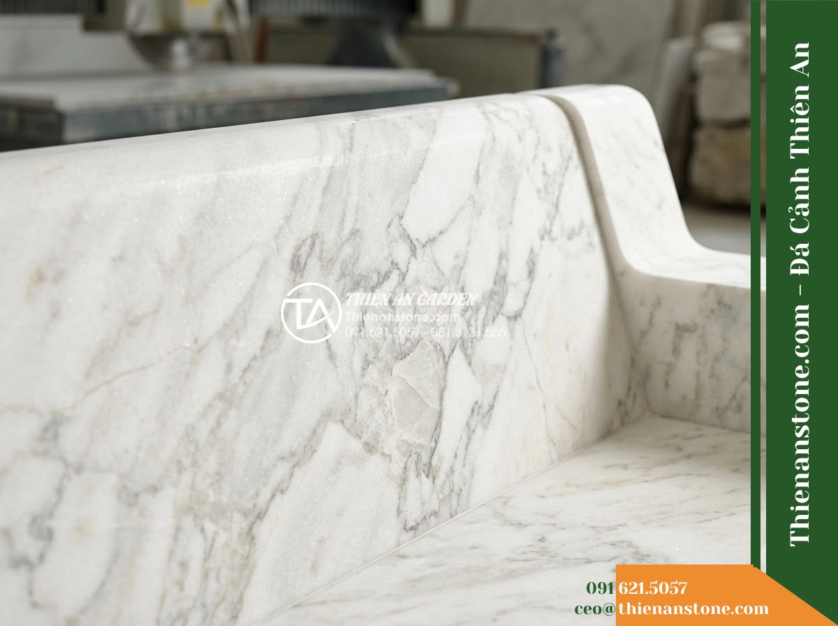 Ghế Đá Công Viên Không Tựa Dáng Chữ Nhật Bích Ngọc 180x45x45cm – Đá Xanh Cẩm Thạch