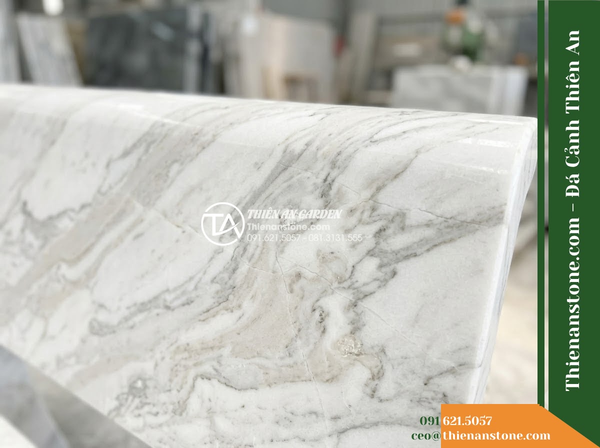 Ghế Đá Công Viên Không Tựa Khối Thấp Mộc An 140x50x40cm – Đá Xanh Cẩm Thạch