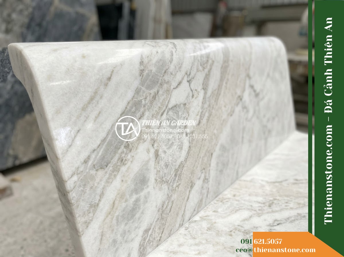 Ghế Đá Granite Nguyên Khối Đức Phát – Kích thước 200 x 48 x 45 cm – Kiểu dáng băng siêu dài, chân trụ ba điểm. Chất liệu đá granite