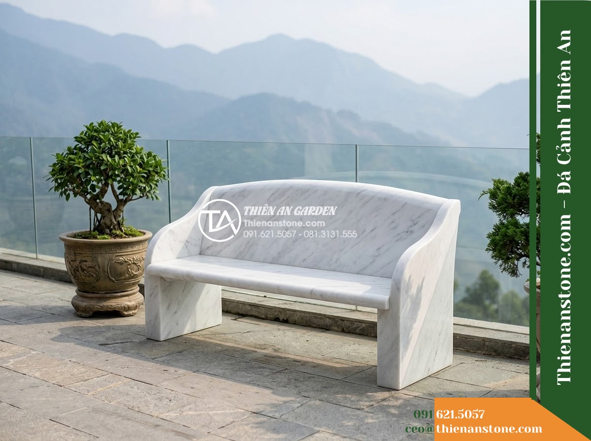 Ghế Đá Granite Nguyên Khối Hải Đăng – Kích thước 190 x 45 x 46 cm – Kiểu dáng dài thanh thoát, chân hộp thu gọn. Chất liệu đá granite