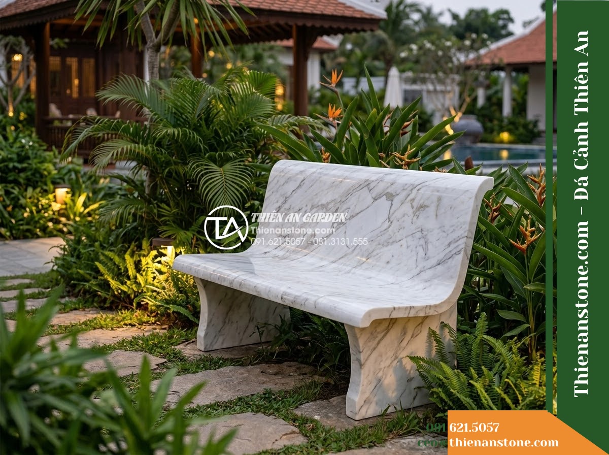 Ghế Đá Granite Nguyên Khối Nhật Minh – Kích thước 155 x 43 x 45 cm – Kiểu dáng thanh mảnh, cạnh vát nhẹ bốn phía. Chất liệu đá granite