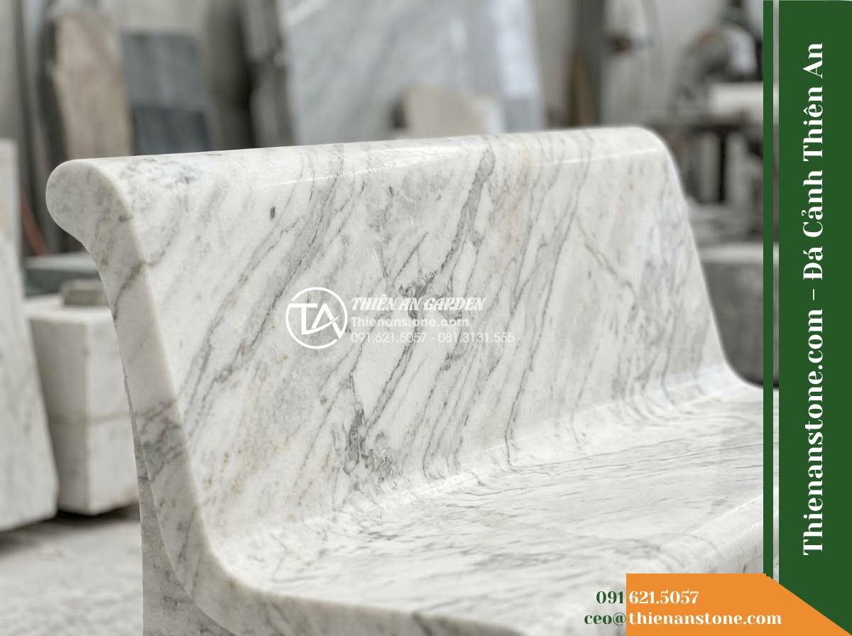 Ghế Đá Granite Nguyên Khối Thành Đạt – Kích thước 180 x 46 x 45 cm – Kiểu dáng cạnh vuông, chân chữ U liền khối. Chất liệu đá granite