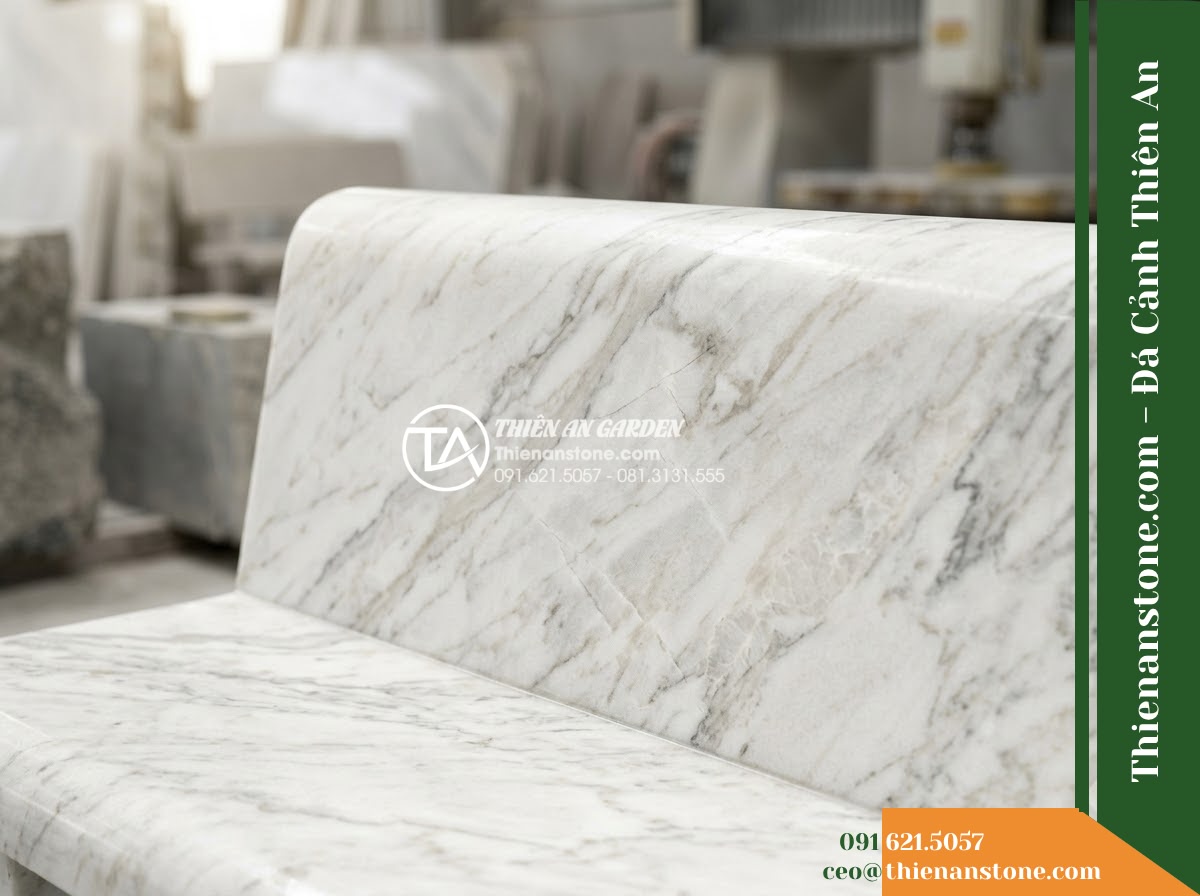 Ghế Đá Granite Nguyên Khối Thiên Phúc – Kích thước 200 x 50 x 45 cm – Kiểu dáng bản lớn, mặt dày, chân liền chắc chắn. Chất liệu đá granite