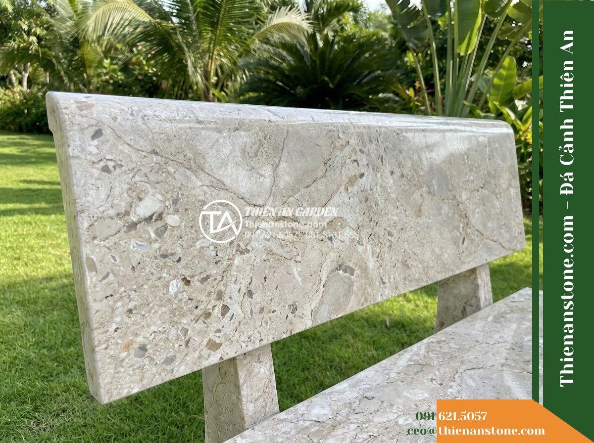 Ghế Đá Granito Đức Thành – Kích thước 175 x 50 x 80 cm – Kiểu dáng tựa chữ nhật, chân trụ dày. Chất liệu đá granito (đá mài)