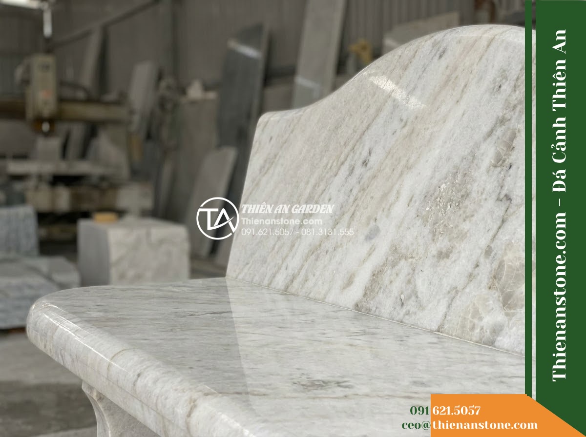 Ghế Đá Granito Tân Phát – Kích thước 155 x 47 x 45 cm – Kiểu dáng không tựa, mặt bo đầu, chân hộp. Chất liệu đá granito (đá mài)