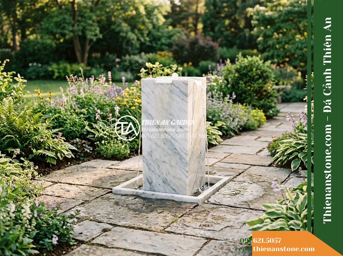 Trụ Phun Chữ Nhật Phẳng Mặt, 40x25cm Cao 1m - Hình 20 Trụ Phun Chữ Nhật Phẳng Mặt, 40x25cm Cao 1m - Final retrospective landscape shot showing the harmonious dialogue between the r