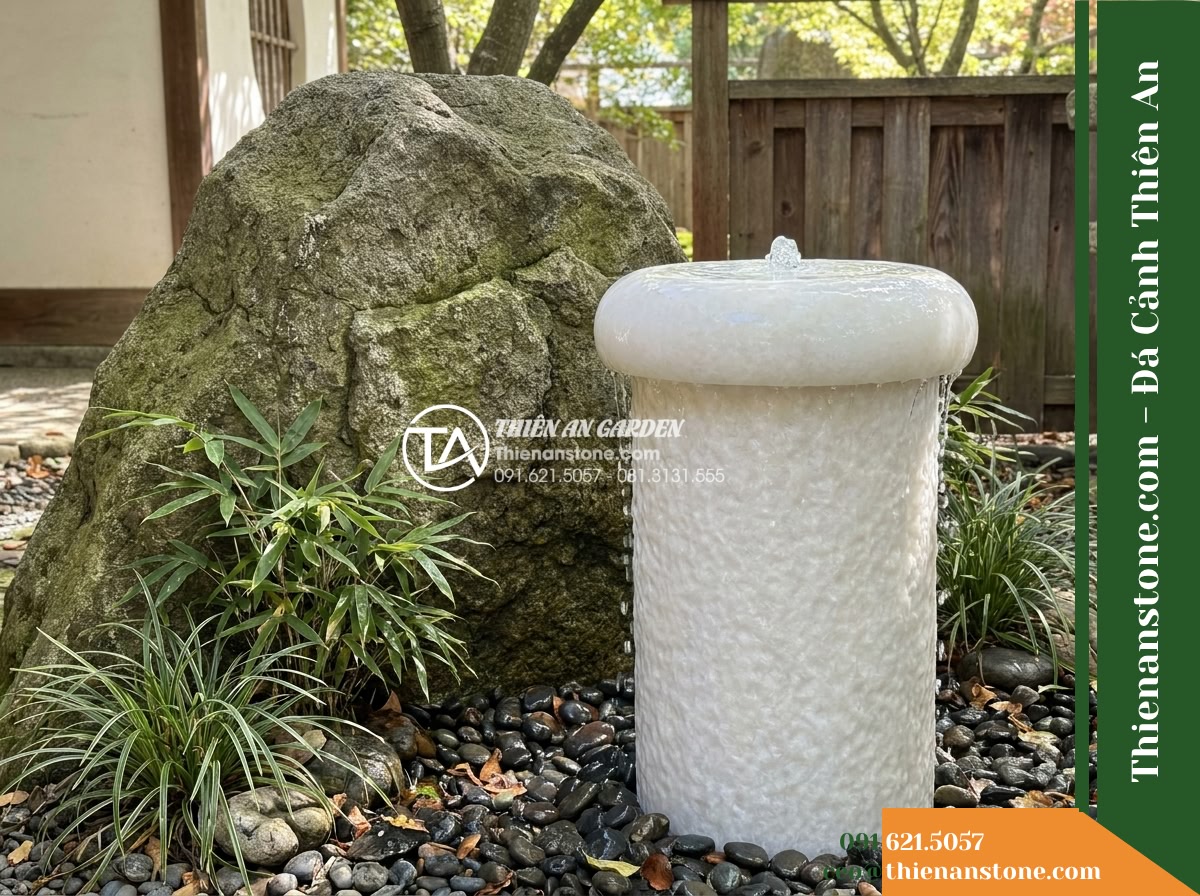 Trụ Phun Đỉnh Trũng Bát Bo Cong, Khò Cạnh D45cm Cao 90cm