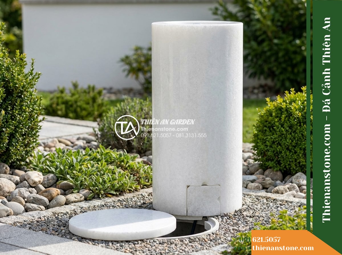 Trụ Phun Đỉnh Trũng Bát Bo Cong, Khò Cạnh D45cm Cao 90cm