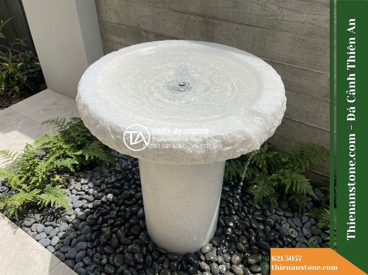 Trụ Phun Đỉnh Trũng Bát Bo Cong, Khò Cạnh D45cm Cao 90cm
