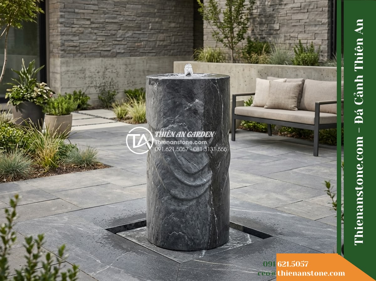 Trụ Phun Tròn Tạo Sóng Nhẹ Thân, D40cm Cao 1m