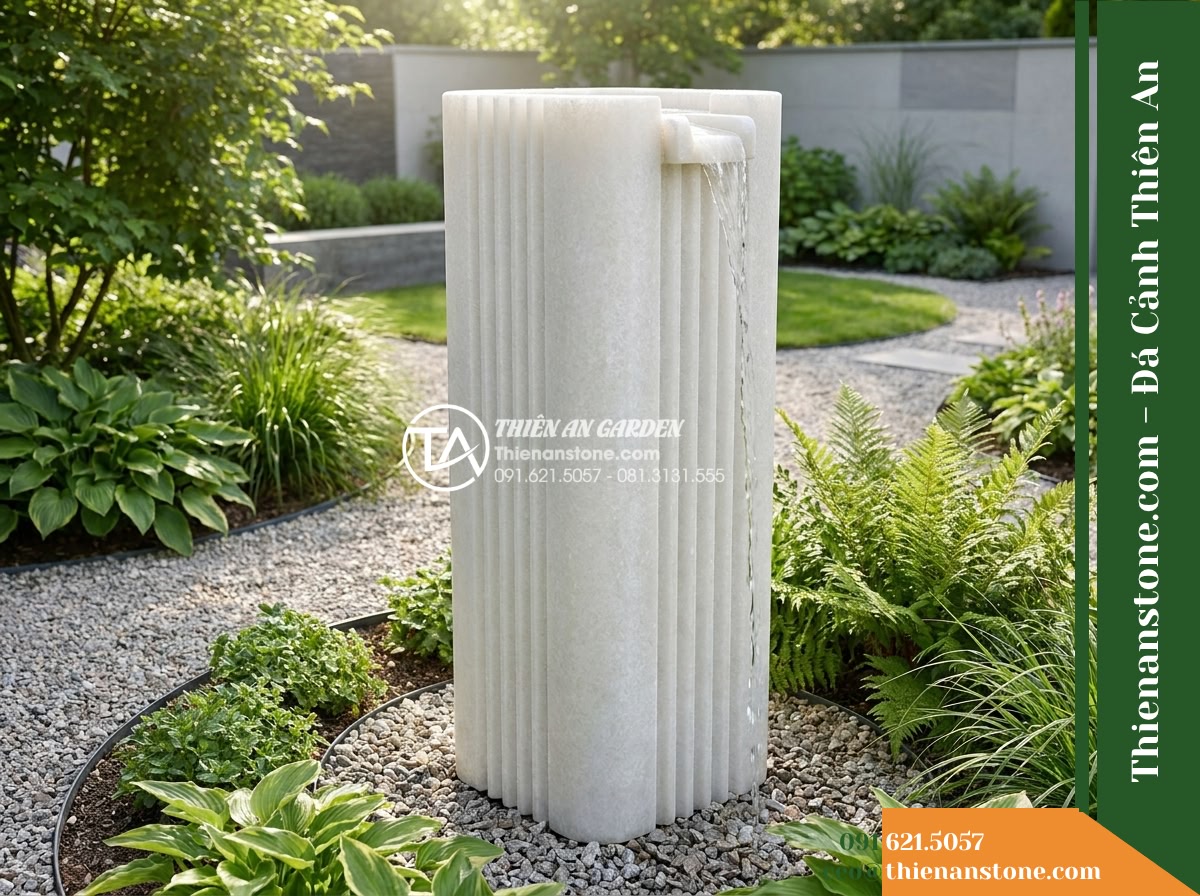 Trụ Phun Vuông Bo 4 Góc Sọc Kẻ, 35x35cm Cao 1.2m