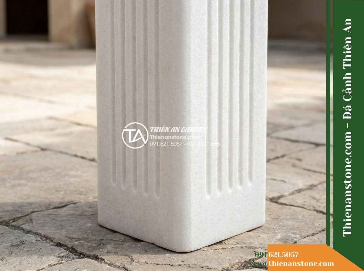 Trụ Phun Vuông Bo 4 Góc Sọc Kẻ, 35x35cm Cao 1.2m