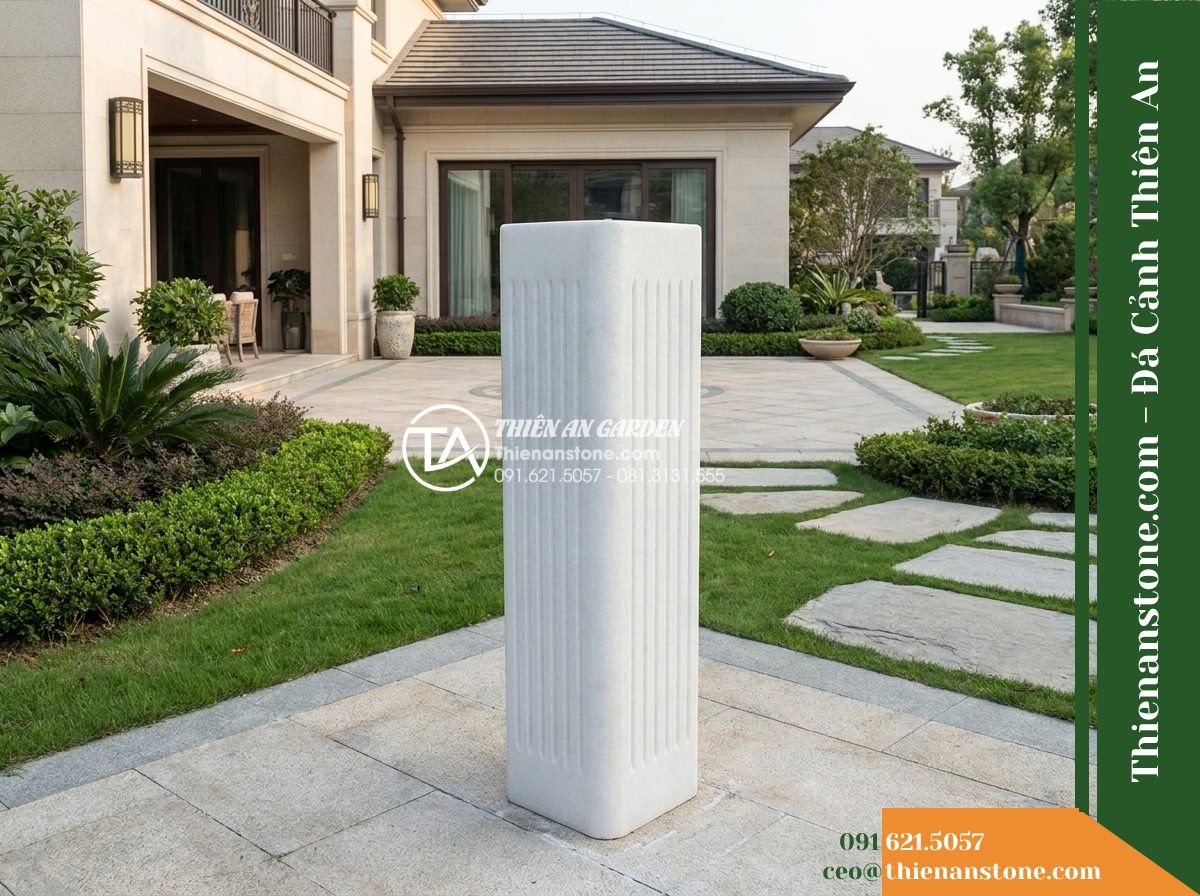 Trụ Phun Vuông Bo 4 Góc Sọc Kẻ, 35x35cm Cao 1.2m