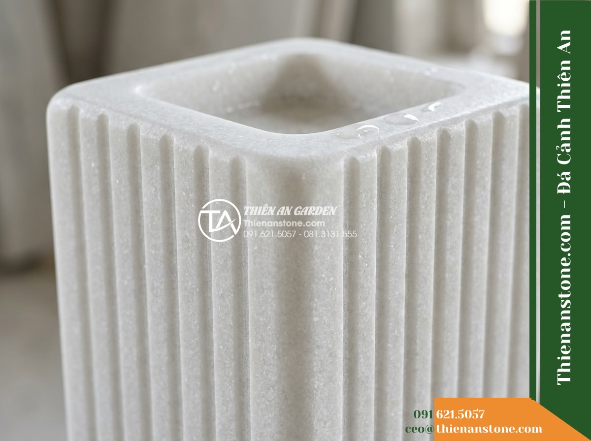 Trụ Phun Vuông Bo 4 Góc Sọc Kẻ, 35x35cm Cao 1.2m