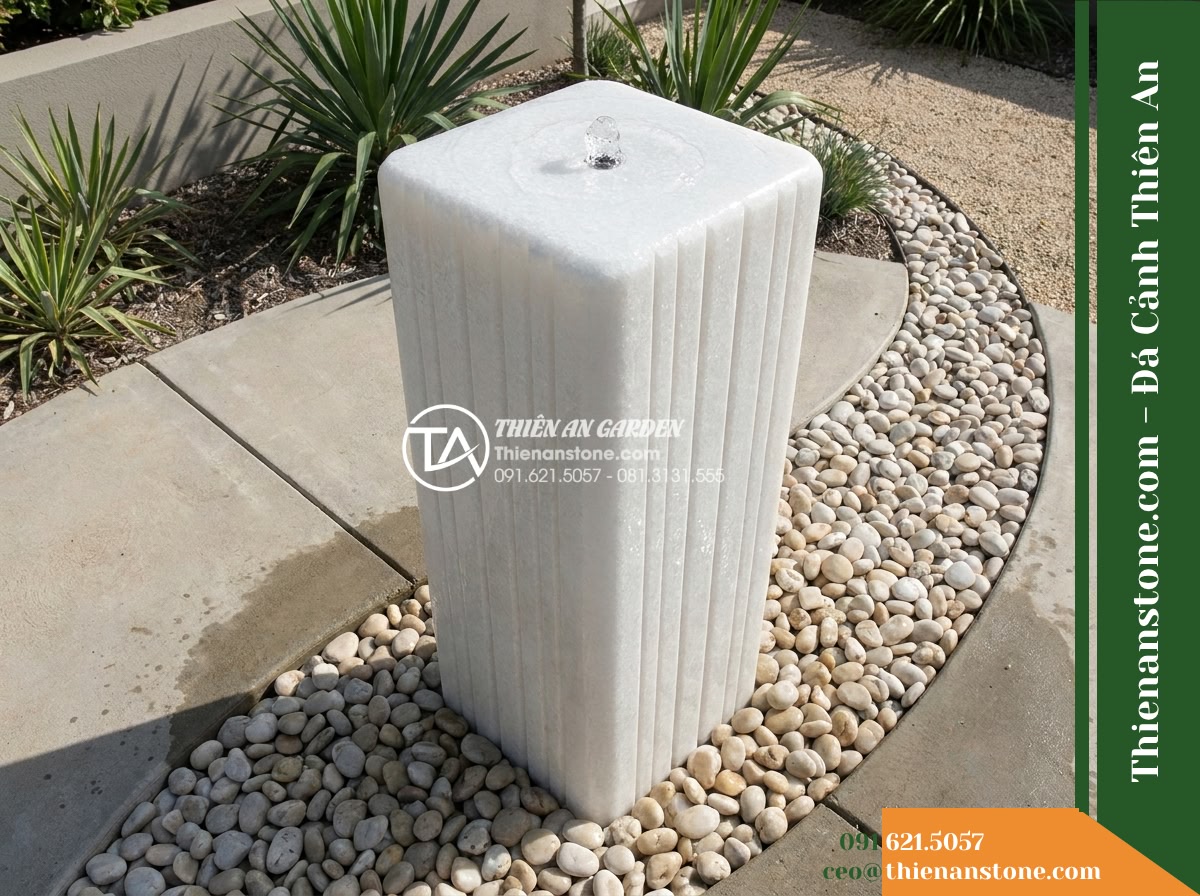 Trụ Phun Vuông Bo 4 Góc Sọc Kẻ, 35x35cm Cao 1.2m