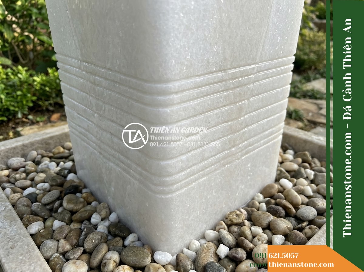 Trụ Phun Vuông Bo 4 Góc Sọc Kẻ, 35x35cm Cao 1.2m