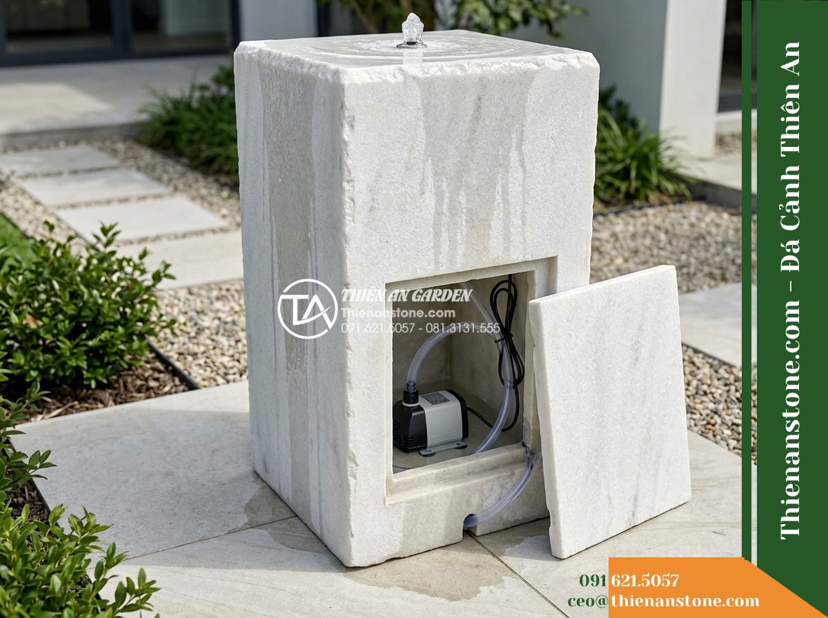 Trụ Phun Vuông Khò Nhám 4 Mặt, Cắt Thô 30x30cm Cao 1m